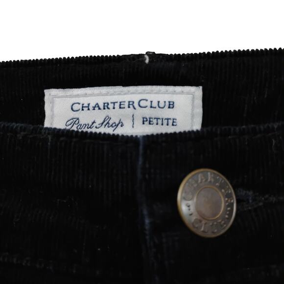 Charter Club Pant Shop Petite Corduroy Pants Size 6 Petite Short Black 5 Pockets - Picture 5 of 7